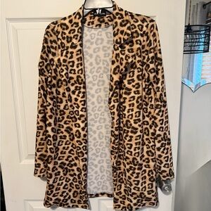 Leopard Print Open Front Cardigan